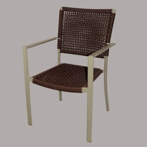 Cadeira Duna tecida em corda náutica, cor marrom